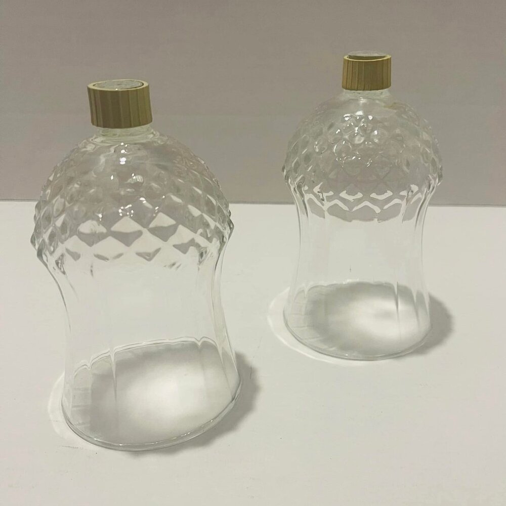 HOME INTERIOR & GIFTS.. Clear Glass Diamond Cut Panel Votive Cup 5.5" SET OF 2